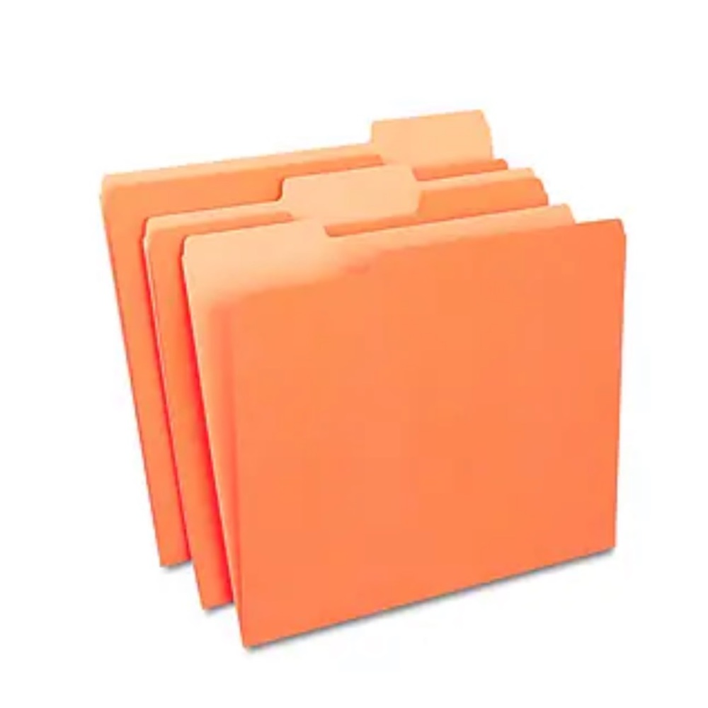 NWT Staples Three Cut Folders 100 Orange